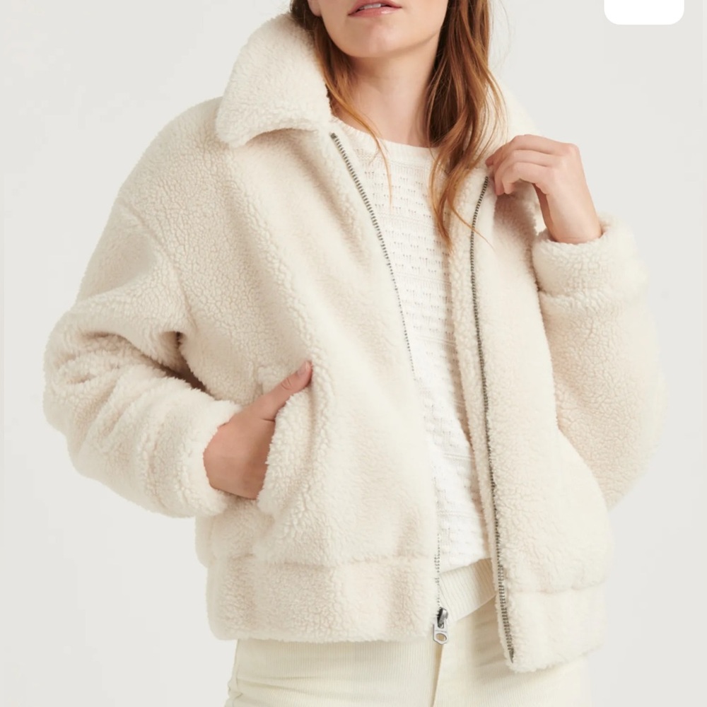 Lucky Brand Teddy Jacket Cream Size Small Cozy Sherpa